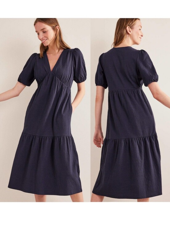 Boden Dresses & Skirts - Boden Jersey Seersucker Midi Dress Navy Size 2